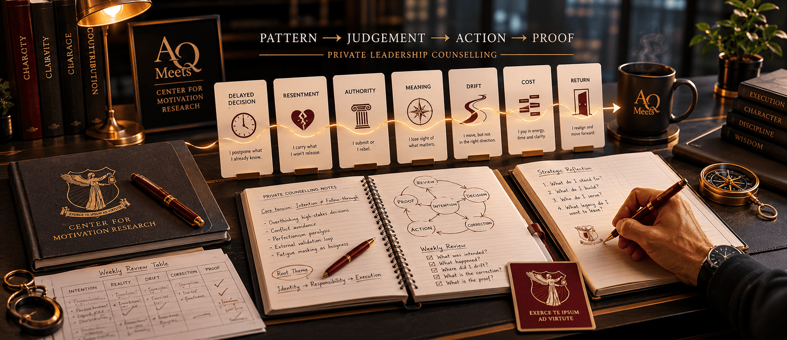 Leadership counselling cards for decision drift responsibility judgement and return